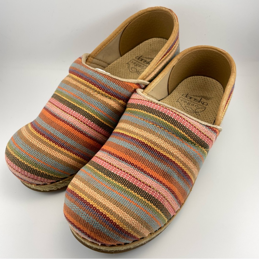 Dansko Women’s Vegan Jute Rainbow Clog Shoes Sz 36 Rainbow Weave Multicolored
